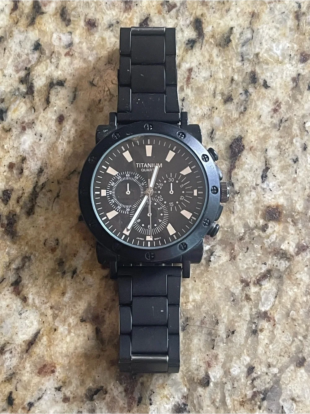 Titanium Quartz Men's Black Chronograph Watch